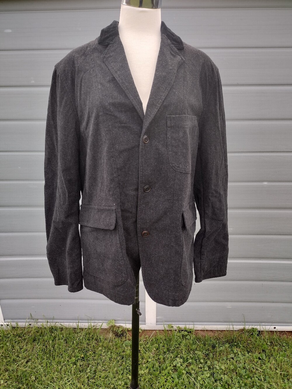 Flint & Tinder Flex Knit Chore Blazer charcoal corduroy collar sz 40 rugged